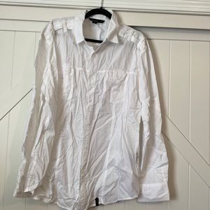 White Button Down Shirt with Shoulder Straps